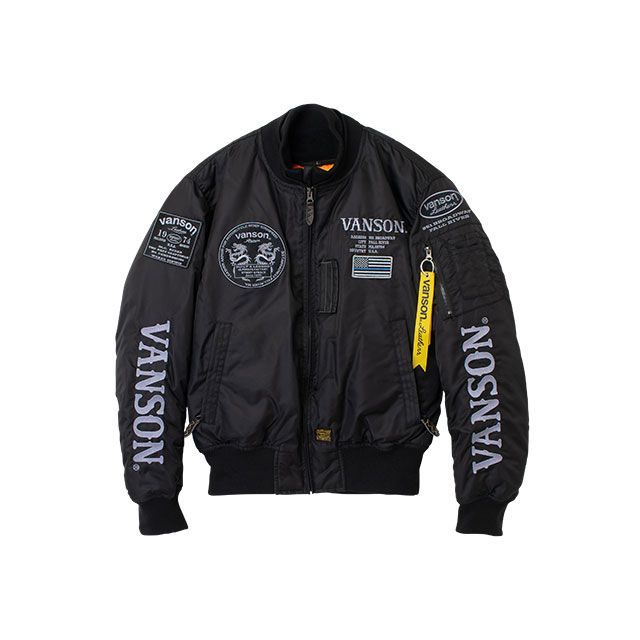 バンソン 2026-2027秋冬モデル VS26108W MA-1 JACKET（ブラック/シルバー） サイズ 3XL VANSON