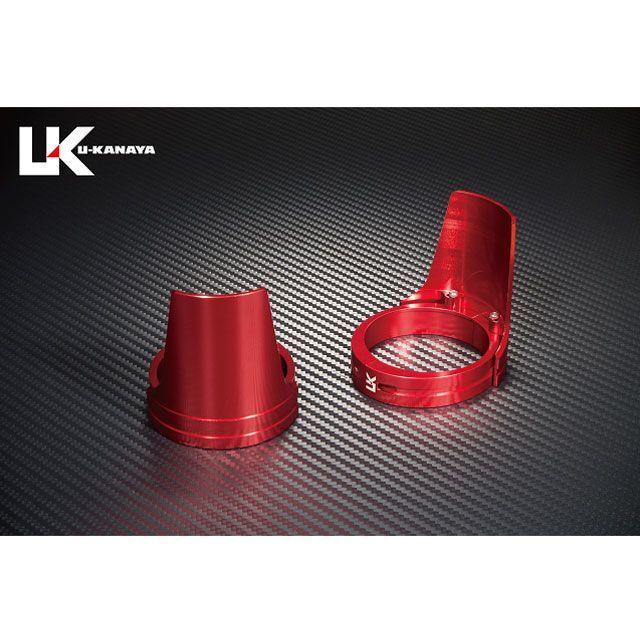 ユーカナヤ ゼファー400 ゼファー400X アルミ削り出しビレットフォークガード ガードカラー レッド リングカラー レッド U-KANAYA バ…