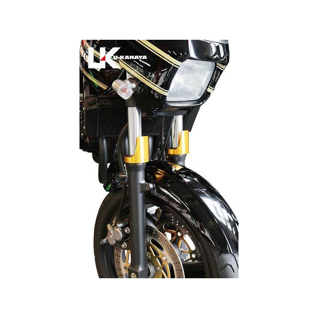 ユーカナヤ ZRX400/ZRXII アルミ削り出しビレットフォークガード ガードカラー チタン リングカラー オレンジ U-KANAYA_1