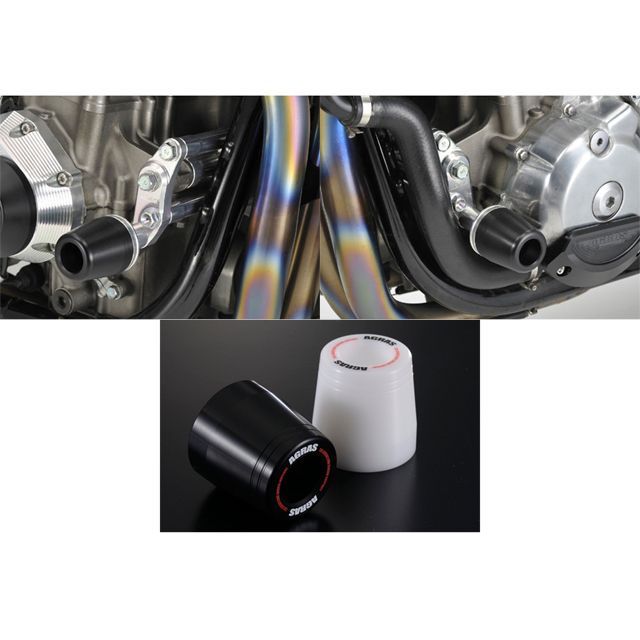 アグラス CB1300SB CB1300SF レーシングスライダー エンジンハンガー カラー ジュラコン/ホワイト タイプ ロゴ有 AGRAS