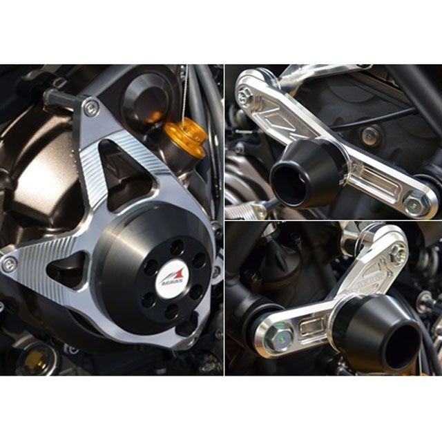 アグラス MT-07 レーシングスライダー 3点セット サブフレームタイプスライダーφ60＋ジェネレーター カラー ジュラコン/ホワイト AGRAS