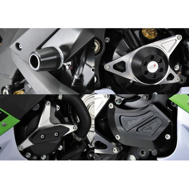 正規品／アグラス ニンジャZX-10R レーシングスライダー 5点SET C カラー：ジュラコン/ホワイト タイプ：ロゴ無 AGRAS バイク 正規品／アグラス ニンジャZX-10R レーシングスライダー 4点SET C
