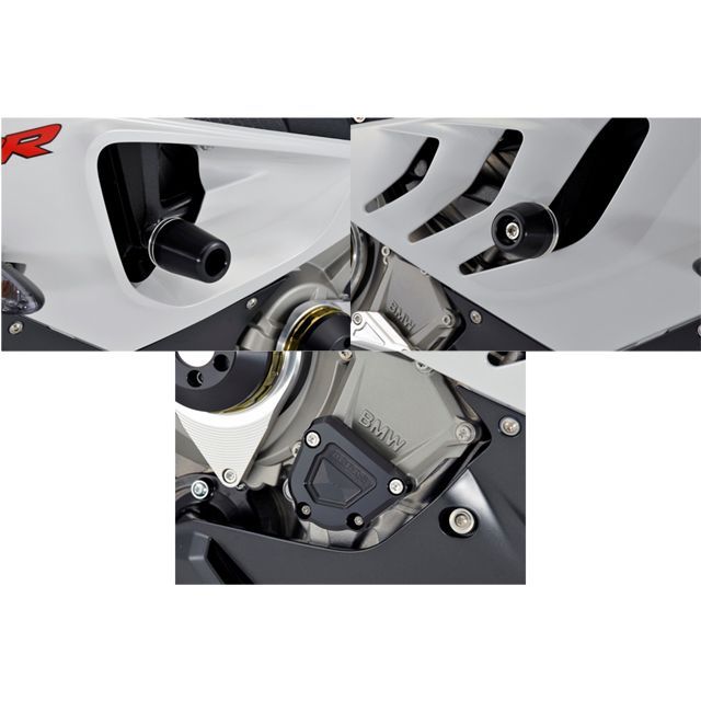 アグラス S1000RR レーシングスライダー 3点SET フレーム＋クランクB カラー ジュラコン/ホワイト タイプ ロゴ無 AGRAS