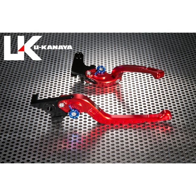 ユーカナヤ F650GS Rタイプ可倒式 アルミ削り出しビレットレバー レバー レッド アジャスター シルバー U-KANAYA バイク