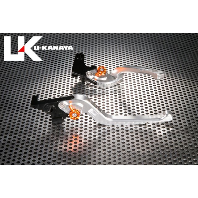 ユーカナヤ S1000R Rタイプ可倒式 アルミ削り出しビレットレバー レバー シルバー アジャスター ブルー U-KANAYA バイク