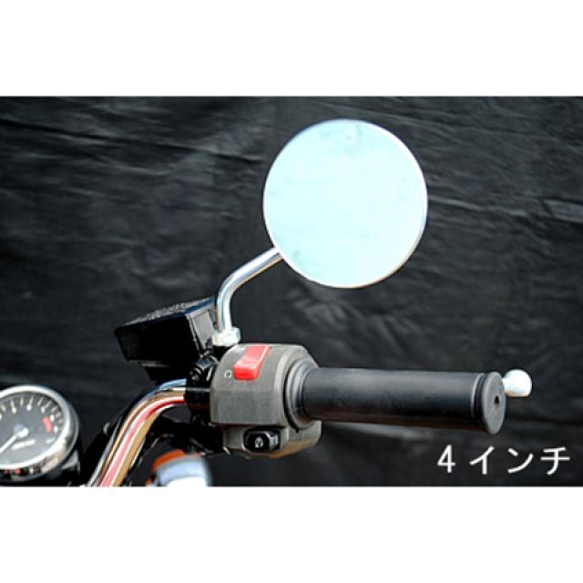 部品屋K&amp;W W650/400 ラウンドミラー 仕様 左右セット4インチ K&amp;W