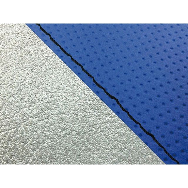 グロンドマン W650 W650（99年 EJ650A1/C1） 国産シートカバー 張替 フルエンボスブルー ライン シルバーライン 仕様 黒ステッ…
