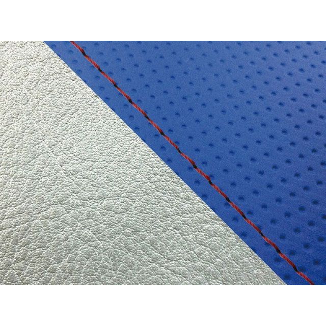 グロンドマン W650 W650（99年 EJ650A1/C1） 国産シートカバー 張替 フルエンボスブルー ライン シルバーライン 仕様 赤ステッ…