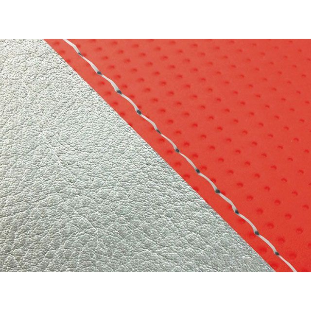 グロンドマン W650 W650（99年 EJ650A1/C1） 国産シートカバー 張替 フルエンボスレッド ライン シルバーライン 仕様 透明ステ…