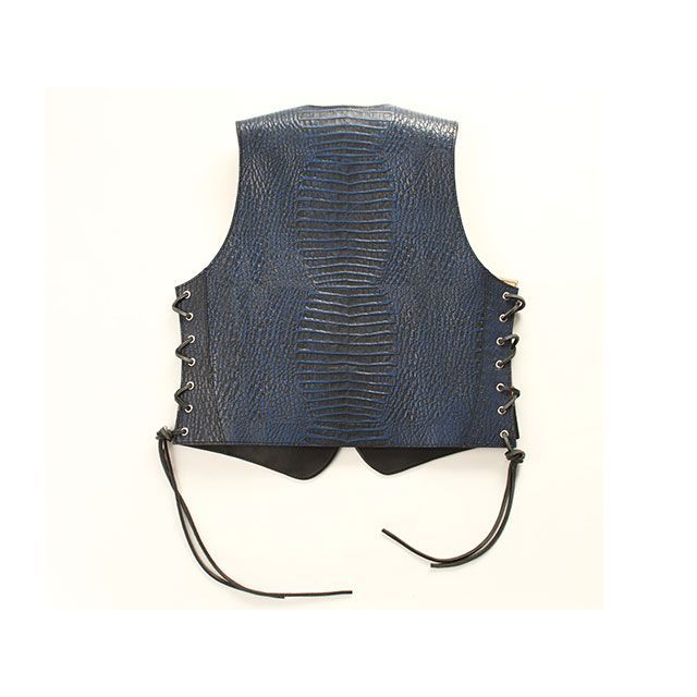 デグナー 【特価品】クロコダイル柄レザーベスト（ブルー） サイズ M