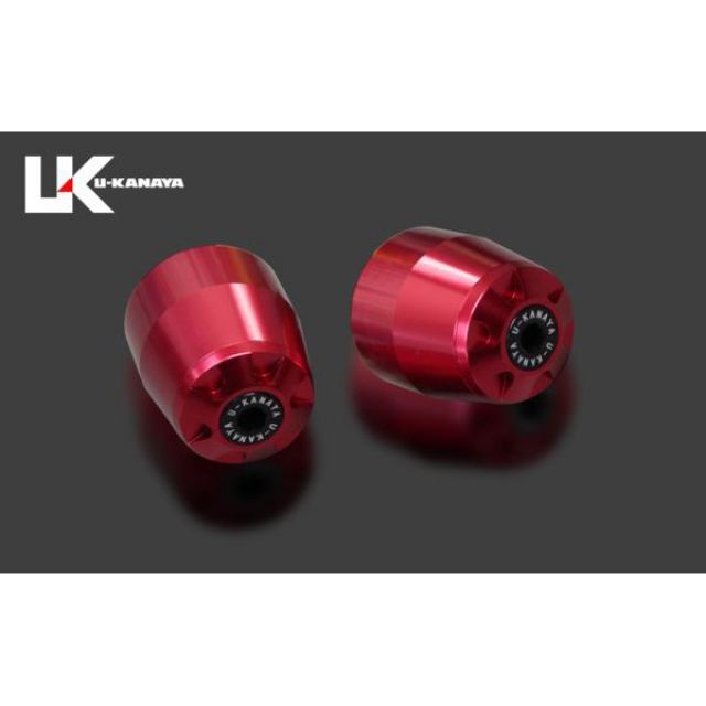 ユーカナヤ ZZR1100 アルミビレットハンドルバーエンド（レッド） エンドキャップ ブルー U-KANAYA