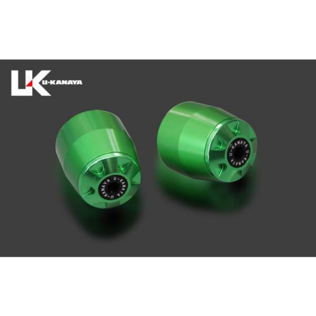ユーカナヤ ZRX400 アルミビレットハンドルバーエンド（グリーン） エンドキャップ レッド U-KANAYA