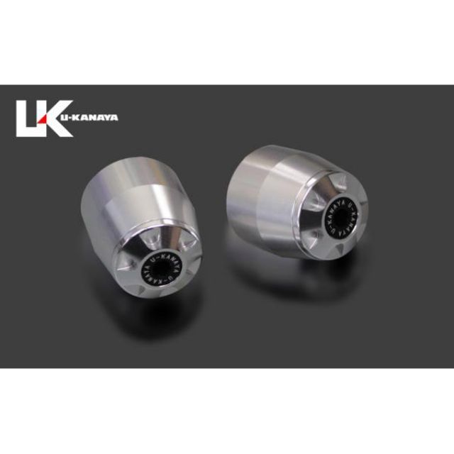 ユーカナヤ Z250 アルミビレットハンドルバーエンド（シルバー） エンドキャップ ブルー U-KANAYA