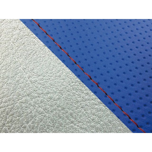 グロンドマン W650 W650（99年 EJ650A1/C1） グロンドマン国産シートカバー 張替（エンボスブルー/シルバーライン） 仕様 赤ステ…