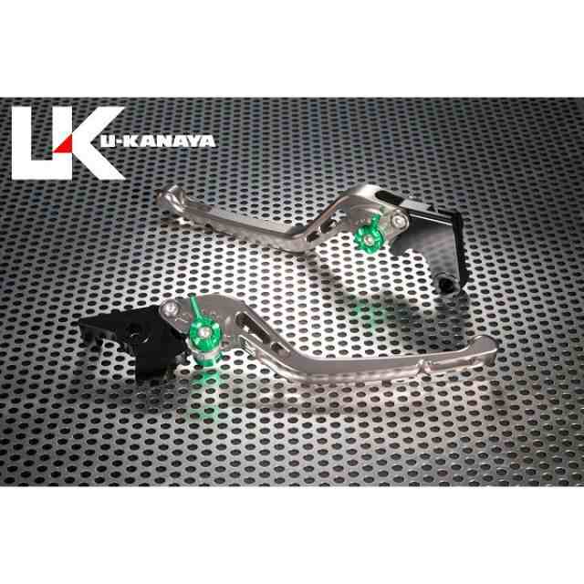 ユーカナヤ CB650F/CBR650F GPタイプ アルミ削り出しビレットレバー（レバーカラー：チタン） 調整アジャスターカラー ブルー U-KA…の通販は