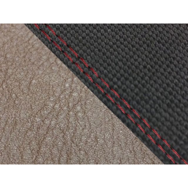 グロンドマン MT-09/FZ-09 MT-09/FZ-09 国産シートカバー スベラーヌ黒＆ダークブラウン タイプ 張替 仕様 赤ダブルステッチ …