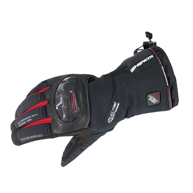コミネ EK-200 カーボンプロテクトエレクトリックグローブ（ブラック/レッド） サイズ M KOMINE