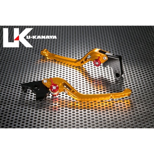 ユーカナヤ GSR600 GPタイプ アルミ削り出しビレットレバー（レバーカラー：ゴールド） 調整アジャスターカラー レッド U-KANAYA バイクの通販は