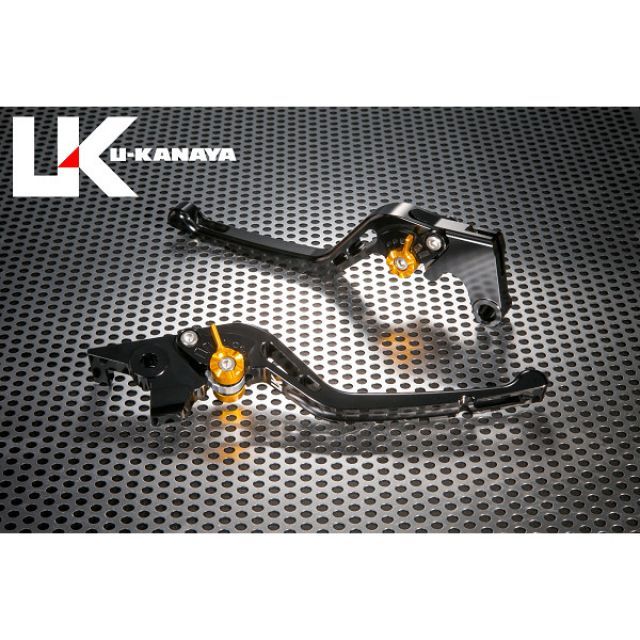 ユーカナヤ GSX1400 GPタイプ アルミ削り出しビレットレバー（レバーカラー：ブラック） 調整アジャスターカラー オレンジ U-KANAYA