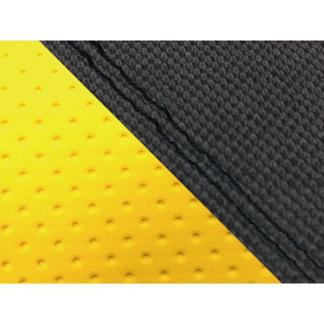 グロンドマン YZF-R1 YZF-R1シングル（フロント側） 国産シートカバー スベラーヌ黒＆エンボスイエロー タイプ 張替 仕様 黒ダブルステッ…の通販は 8,153円