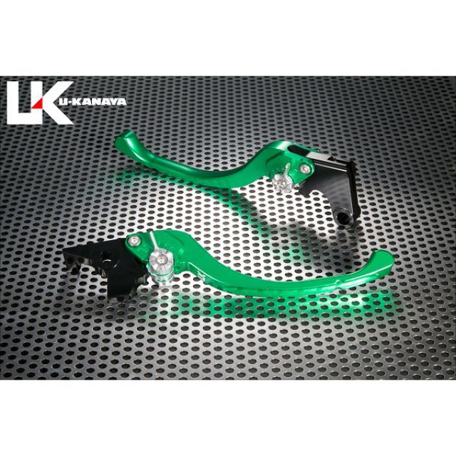 ユーカナヤ バンディット250/250V ツーリングタイプ アルミ削り出しビレットレバー（レバーカラー：グリーン） カラー 調整アジャスター：ブラッ…
