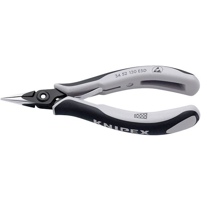クニペックス 3452-130ESD 精密プライヤー 丸 クロスメッシュ KNIPEX