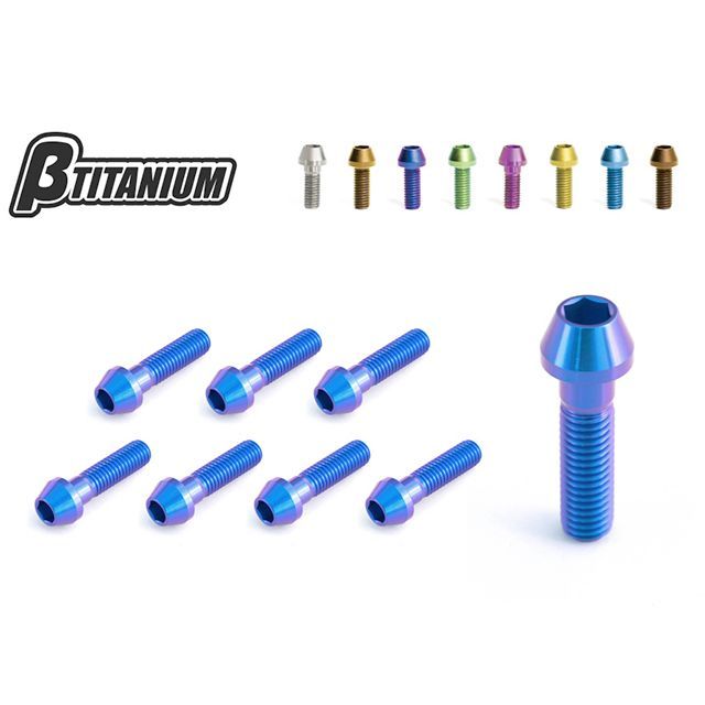 ベータチタニウム エキゾースト取り付けボルトキット 仕様 チタンシルバー（陽極酸化なし） 頭部形状 テーパーキャップ βTITANIUM