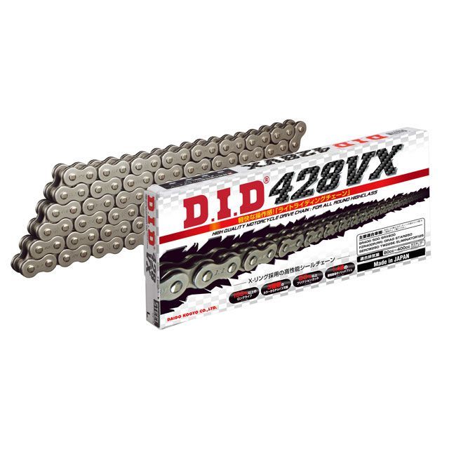 ディーアイディー 汎用 ストリートチェーン 428VX 軽圧入クリップジョイントタイプ カラー スチールカラー リンク数 120L DID バイクの通販は