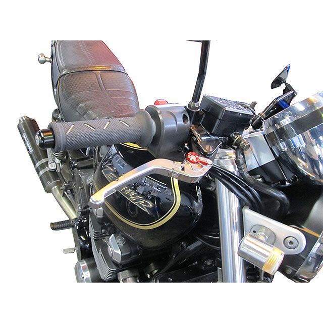 ユーカナヤ ゼファー750 ゼファー750RS Rタイプ 可倒式 アルミ削り出しビレットレバー（レバーカラー：チタン） カラー 調整アジャスター：ブ…