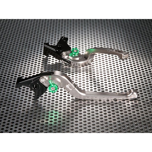 ユーカナヤ FZ8/フェザー Rタイプ 可倒式 アルミ削り出しビレットレバー（レバーカラー：チタン） カラー 調整アジャスター：グリーン U-KAN…