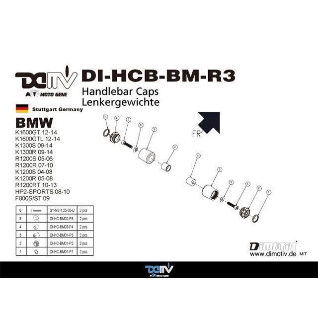 ディモーティブ ハンドルバーエンド K1600GT/GTL カラー ブラック Dimotiv_3