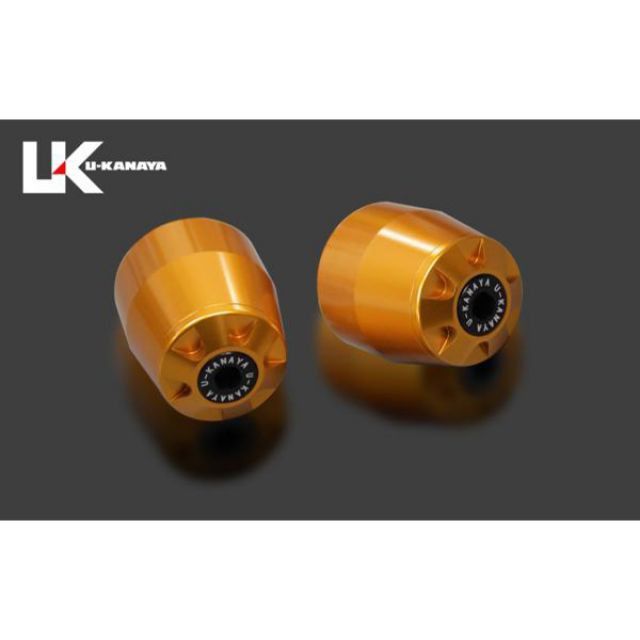 ユーカナヤ ニンジャ650 Z650 アルミビレットハンドルバーエンド（ゴールド） カラー エンドキャップ：ブラック U-KANAYA バイクの通販は