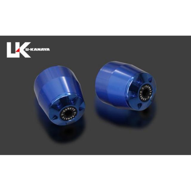 ユーカナヤ ニンジャ650 Z650 アルミビレットハンドルバーエンド（ブルー） カラー エンドキャップ：チタン U-KANAYA