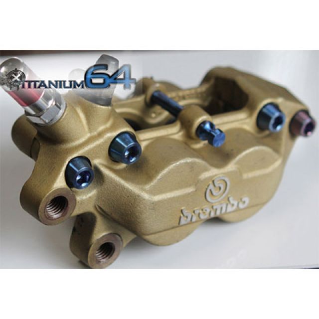 チタニウム64 汎用 ブレンボ40mmアキシャルキャスティングキャリパー用ブリッジボルト＋チタンパッドピンセット カラー 陽極酸化 ロイヤルパープル…