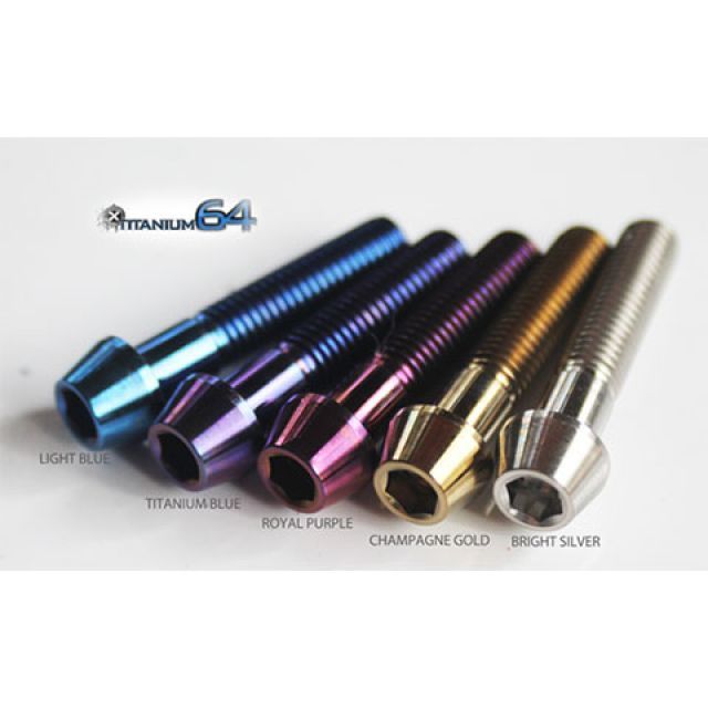 チタニウム64 汎用 ブレンボ40mmレーシングキャリパー用ブリッジボルト＋チタンパッドピンセット カラー 陽極酸化 ライトブルー TITANIUM…_1