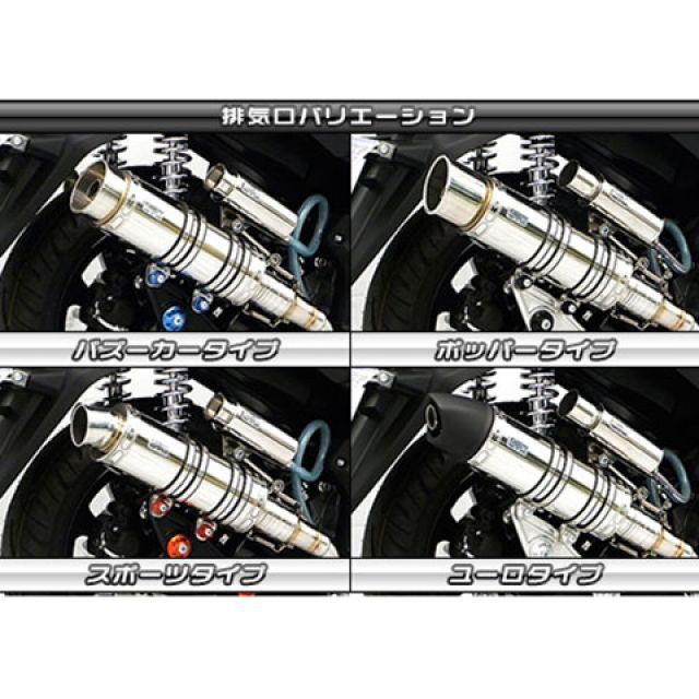 ウイルズウィン トリシティ125 トリシティ125（2BJ-SEC1J）用 アニバーサリーマフラー ユーロタイプ ブラックカーボン仕様 ビレットステ…