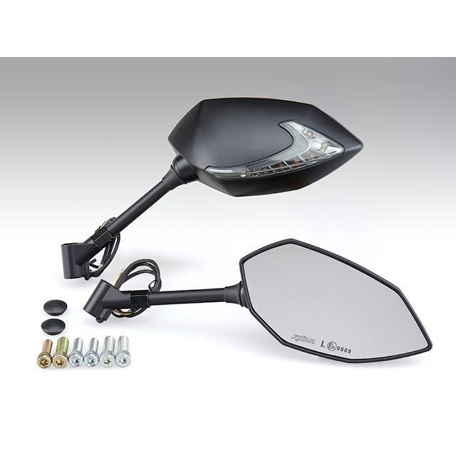 キジマ 汎用 TECH07 シャフトタイプミラー＆LEDウインカー 左右セット カラー ブラック KIJIMA バイクの通販は