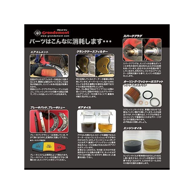 バイク 駆動系 パフォーマンスリフレッシュキット スペイシー100 PRK-10014H 取寄品 Webike | GRONDEMENT グロンドマン メンテナンスキット スペイシー100
