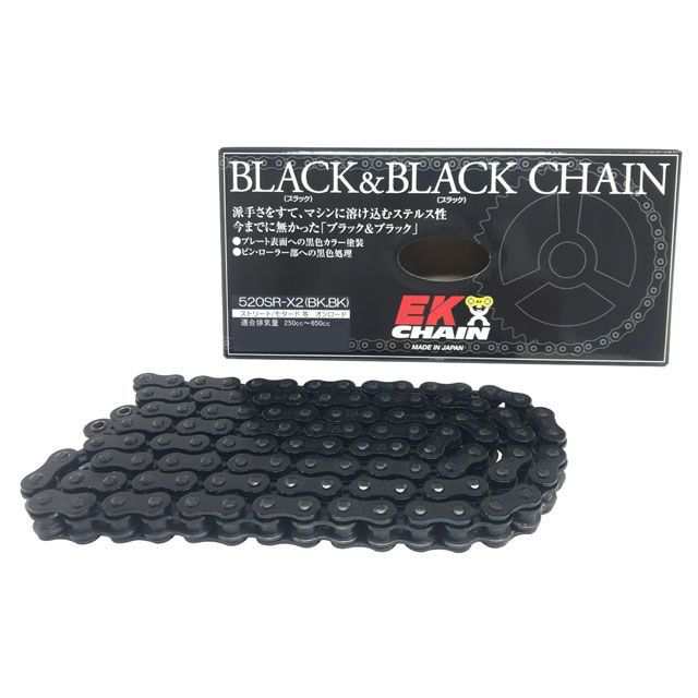 江沼チェーン 汎用 ブラック&ブラック チェーン 520SR-X2(BK/BK) MLJ リンク数:144L EKチェーン バイクの通販は
