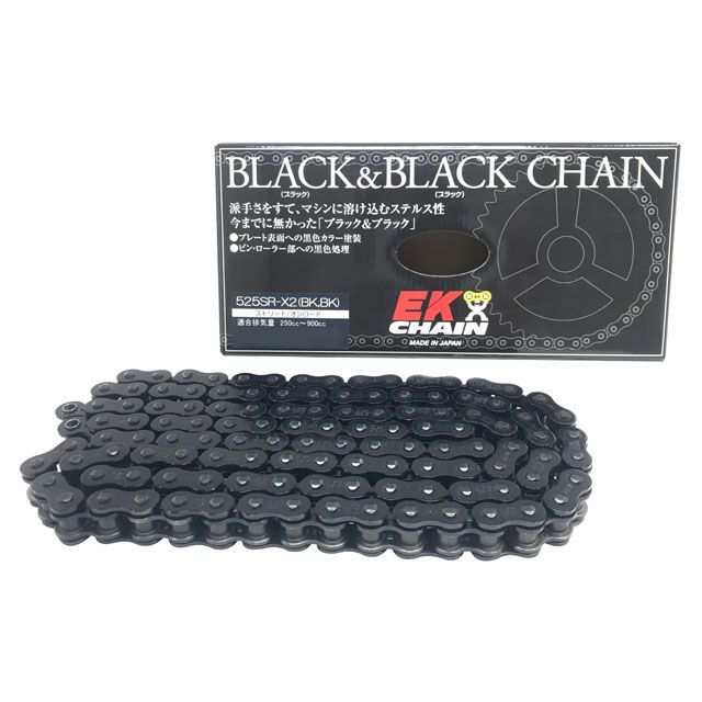 江沼チェーン 汎用 ブラック＆ブラック チェーン 525SR-X2（BK/BK） MLJ リンク数 142L EKチェーン バイクの通販は