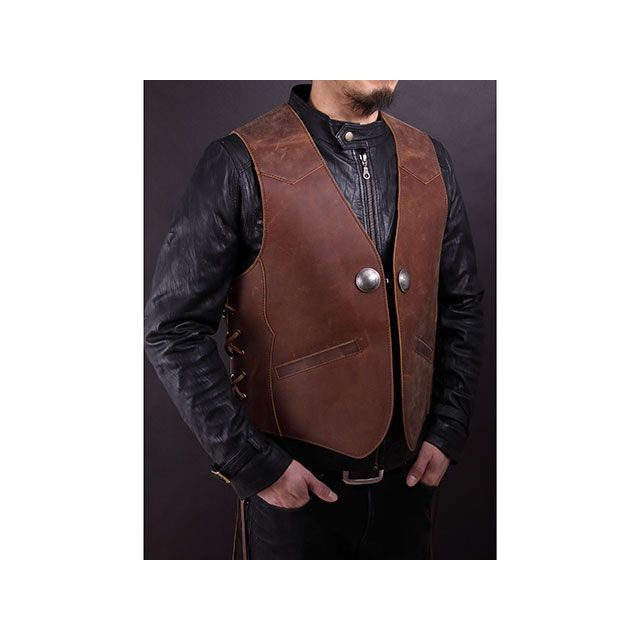 デグナー 4WV-14 レザーベスト（ブラウン） サイズ M DEGNER バイク