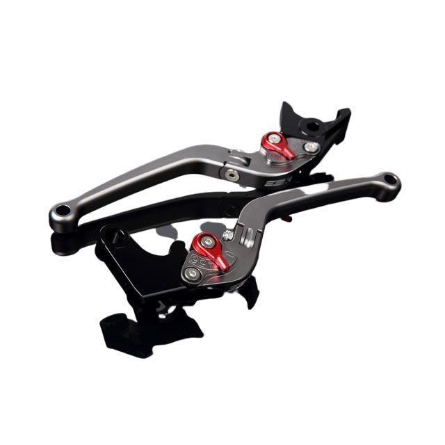 SPEEDRA アルミビレットアジャストレバーセット スタンダード可倒式（レバー本体：マットチタン） アジャスター マットレッド SPEEDRA