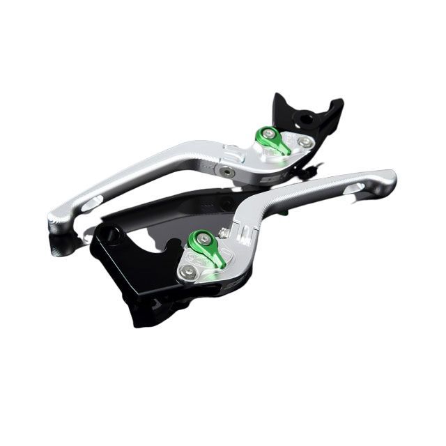 SPEEDRA NMAX アルミビレットアジャストレバーセット 3D可倒式（レバー本体：マットシルバー） アジャスター マットグリーン SPEEDRA
