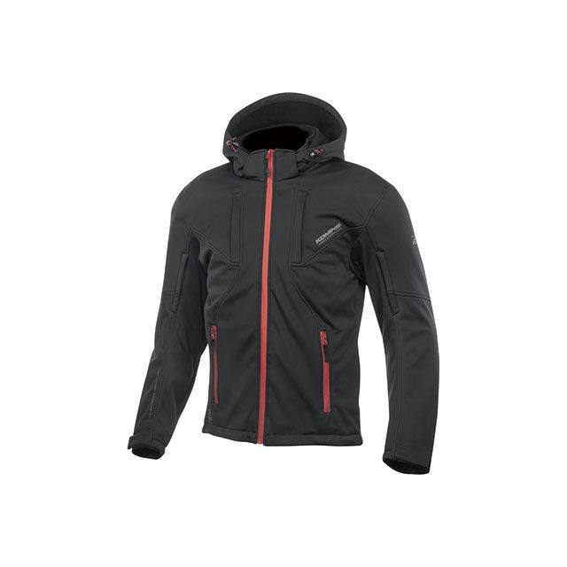 コミネ 2019-2020秋冬モデル JK-602 プロテクト ソフトシェルシステムパーカー（ブラック/レッド） サイズ M KOMINE