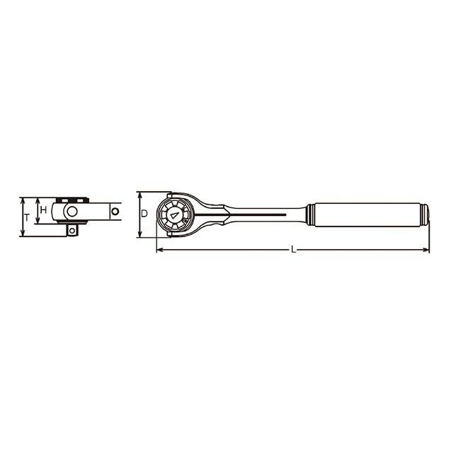 コーケン 3776J 3/8SQ スイベルヘッドラチェットハンドル 脂手持ち部分 全長280粍 Ko-ken