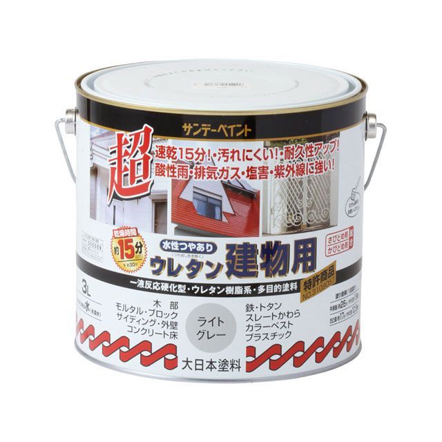 サンデーペイント 水性ウレタン建物用 ライトグレー 3L sundaypaint