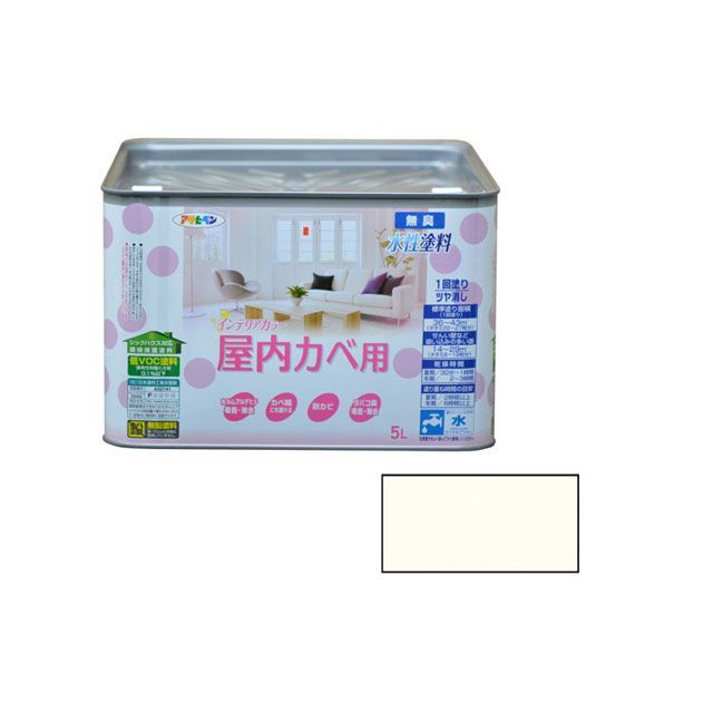 アサヒペン NEW水性インテリアカラー屋内カベ 5L（バニラホワイト） asahipen