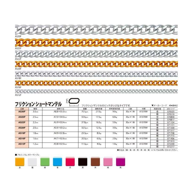ニッサチェイン 銀色 アルミカラーチェン 30m nissa chain
