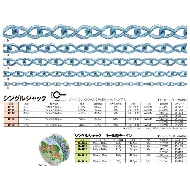 ニッサチェイン ユニクロ 鉄Sジャック 30m巻 nissa chain