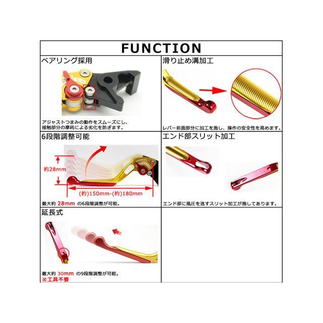 正規品／リデア スライド延長式アジャストブレーキレバー（チタン） アジャスト：ブルー エクステンション：ブラック RIDEA バイク 正規品／リデア スライド延長式アジャストブレーキレバー（チタン